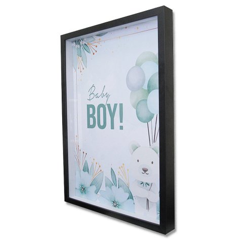Quadro Cofre Porta Objetos Maternidade Baby Boy TaColado Moldura Madeira