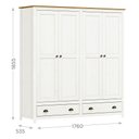 Ver imagem 5 de Guarda Roupa Madeira Maciça 4 Portas Rústico Boho Campestre:Branco