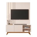 Ver imagem 2 de Home Theater Rack com Painel e LED para TV até 60 Polegadas Açaí 140cm Pés de Madeira Maciça