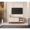 Ver imagem 1 de Home Theater Rack com Painel e LED para TV até 60 Polegadas Açaí 140cm Pés de Madeira Maciça