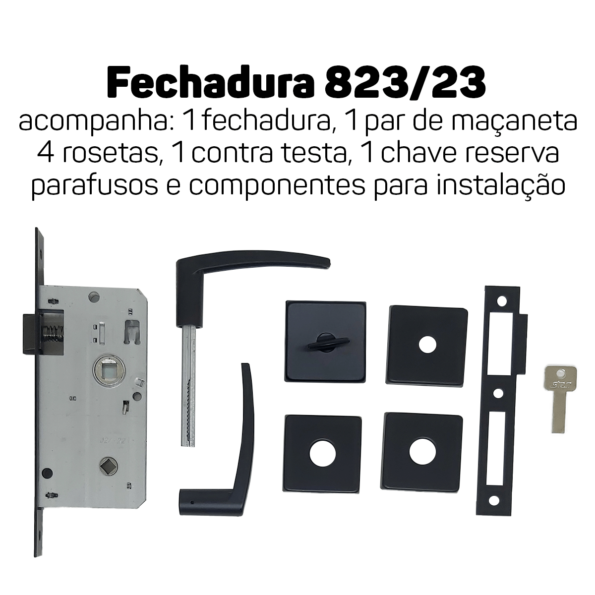 Fechadura Para Porta Banheiro Quarto Broca 40mm Stam Preto FECH. 823/33 - RQ1 PRETO FOSCO - 4