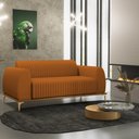 Ver imagem 2 de Sofá 2 Lugares para Sala de Estar Molino 150 Cm D02 Pés D'ouro Veludo Telha C-262 - Lyam Decor