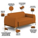 Ver imagem 4 de Sofá 2 Lugares para Sala de Estar Molino 150 Cm D02 Pés D'ouro Veludo Telha C-262 - Lyam Decor