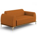 Ver imagem 1 de Sofá 2 Lugares para Sala de Estar Molino 150 Cm D02 Pés D'ouro Veludo Telha C-262 - Lyam Decor