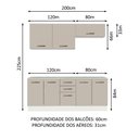 Ver imagem 4 de Kit com 2 Balcões e 2 Armários Aéreos Multiuso 200cm Agata Madesa