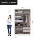 Ver imagem 2 de Guarda-Roupa 100% MDF 2 Portas de Correr 2 Gavetas com Espelho 131x213x55cm Branco/Cinamomo