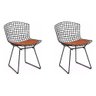 Kit 2 Cadeiras Bertoia Preta com Assento Cobre Cor Marrom - 1