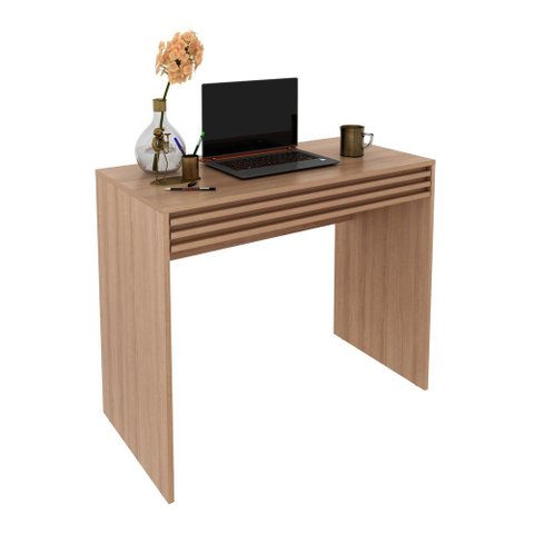 Escrivaninha/Mesa Escritório 90cm com 1 Gaveta Multimóveis CR25261 Amêndoa