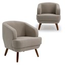 Ver imagem 1 de Kit 2 Poltrona Decorativas em Algodão Caramelo Pés de Madeira Carina - Larbelle