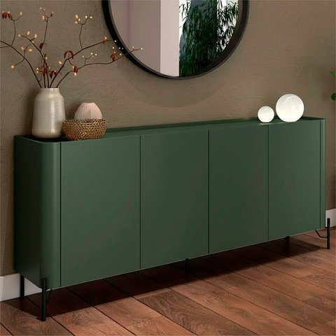 Buffet Mdf com Gaveta e Porta Lisa L180 X A81,5cm Musgo/preto F831l