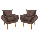 Ver imagem 1 de Kit 2 Poltronas Decorativa Opala Pés Palito Veludo Marrom Chamby Móveis