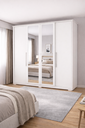 Ver imagem 1 de Guarda-Roupa Casal 4 Portas 2 Gavetas Mônaco com Espelho Branco