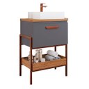 Ver imagem 1 de Armário Gabinete Banheiro 60cm MDF Porta Prateleira Titanium