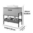 Ver imagem 3 de Armário Gabinete Banheiro 60cm MDF Porta Prateleira Titanium