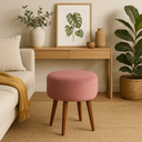 Ver imagem 1 de Puff Banco Decorativo Lia Veludo Rosa