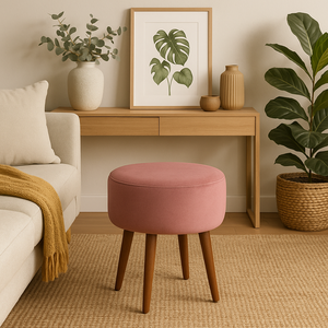 Puff Banco Decorativo Lia Veludo Rosa