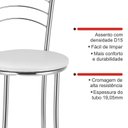 Ver imagem 5 de Banqueta Alta Cromada c/ Assento Estofado e Encosto para Bancada Cozinha Área Gourmet Cromado/Branco