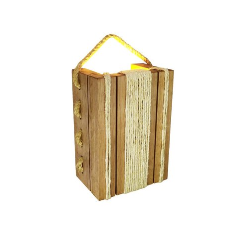 Luminária Parede Muro Arandela Madeira Maciça Sisal Rústica