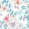 Papel de Parede fundo aquarela mistura flor floral colorida e folhas com arte de linha usada para te - 1