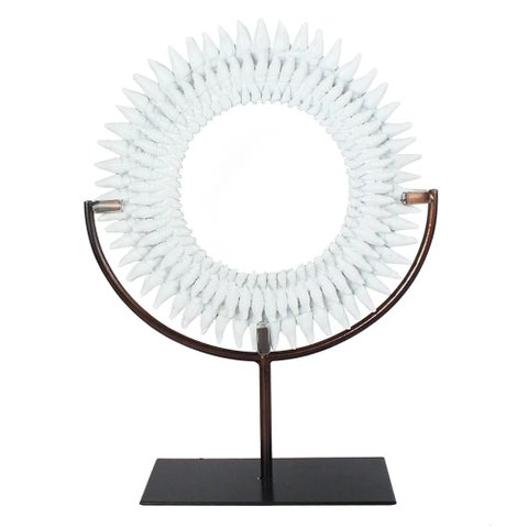 Peça Decorativa em Resina e Metal Branca 28,5cm SS0137 BTC