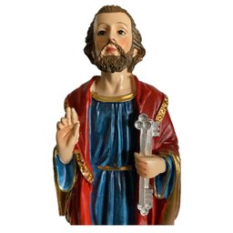 Imagem De São Pedro Apóstolo Jesus Em Resina Especial 31 Cm - 2