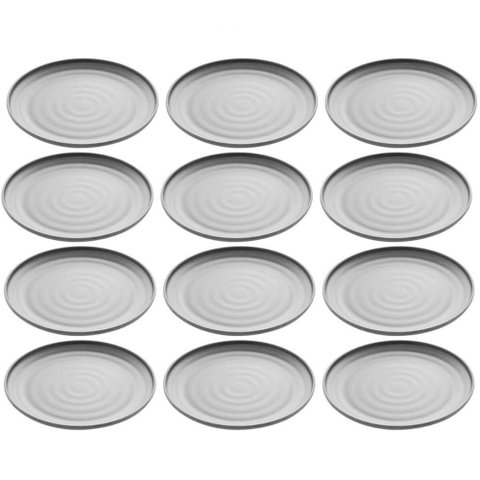 Jogo 12 Pratos Rasos Pretos Melamina 25,5cm Restaurante Bar Sushi Entradas Tóquio Lyor