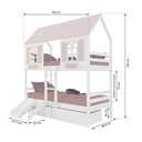 Ver imagem 3 de Beliche Casinha Bela com 2 Gavetas Kit Escada/Escorregador - Madeira Maciça Branco/Rosa |