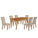 Ver imagem 1 de Mesa de Jantar Copper 180cm Tampo MDF Vidro Canto Copo com 6 Cadeiras Madeira Athenas