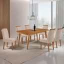 Ver imagem 2 de Mesa de Jantar Copper 180cm Tampo MDF Vidro Canto Copo com 6 Cadeiras Madeira Athenas