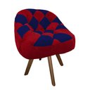 Ver imagem 2 de Poltrona Paloma Escritório Sala Giratória Madeira Suede Vermelho e Suede Azul Marinho - Dominic Deco