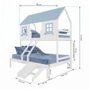 Ver imagem 3 de Beliche Casal/ Solteiro Casinha Encantada Madeira Maciça Branco/ Azul Housin