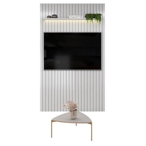 Painel para TV Trento 143 Ripado Bali LED com Mesa de Centro Lina-DJ Móveis