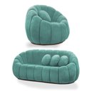 Ver imagem 2 de Sofá 2 Lugares com Poltrona Giratória Orgânica Cloud Bouclê Azul Turquesa E03 - D'Rossi