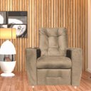 Ver imagem 1 de Poltrona do Papai Reclinável Suede Porta Copo Perola Capuccino