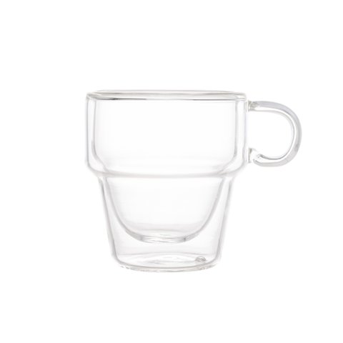 Jogo xícaras café 2 pçs parede dupla de vidro borosilicato empilhável 90 Ml