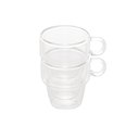 Ver imagem 2 de Jogo xícaras café 2 pçs parede dupla de vidro borosilicato empilhável 90 Ml