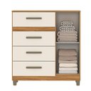 Ver imagem 3 de Cômoda Leme 90cm 4 Gavetas 1 Porta Cinamomo/Off White - Fellicci Móveis