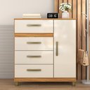 Ver imagem 1 de Cômoda Leme 90cm 4 Gavetas 1 Porta Cinamomo/Off White - Fellicci Móveis