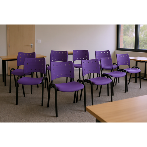 Kit 9 Cadeiras Iso Fixa Empilhável Escola Igreja Salão:roxo