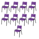Ver imagem 2 de Kit 9 Cadeiras Iso Fixa Empilhável Escola Igreja Salão:roxo