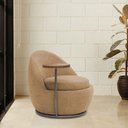 Ver imagem 5 de Poltrona Kaira Mesa Lateral Direita Base Fixa Titânio Bouclé Camel - Nexta Casa