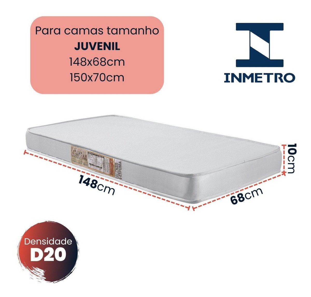 Colchão Infantil Mobigu Para Mini Cama 148x68cm Espuma D20 - 3