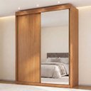 Ver imagem 1 de Guarda-Roupa Casal com Espelho 2 Portas de Correr 100% MDF Chicago Cinamomo Marrom