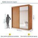 Ver imagem 4 de Guarda-roupa Casal com Espelho 2 Portas de Correr 100% MDF Chicago Cinamomo