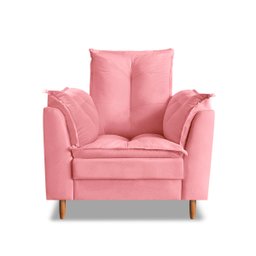 Poltrona Confortável para Amamentação com Puff Fibras Macias Rosa - 4