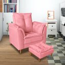 Ver imagem 1 de Poltrona Confortável para Amamentação com Puff Fibras Macias Rosa