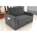 Ver imagem 4 de Sofá Cama Daiane 2 Lugares com Baú Suede Cinza Matrix