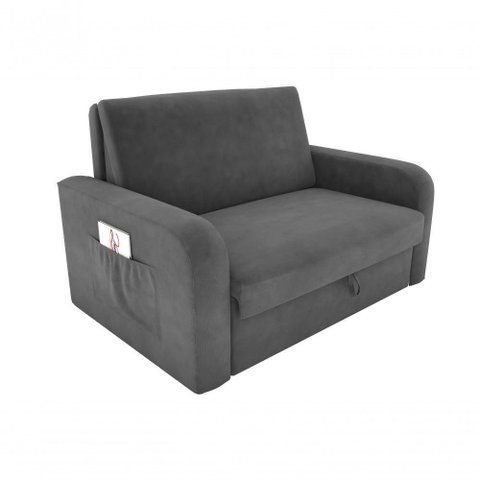 Sofá Cama Daiane 2 Lugares com Baú Suede Cinza Matrix
