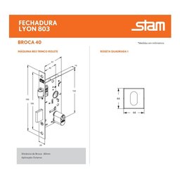 Fechadura Rolete Porta Pivotante 803 Stam Preta Preto 40mm - 2