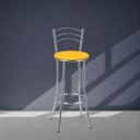 Ver imagem 4 de Banqueta Alta Cromada c/ Assento Estofado e Encosto p/ Bancada Cozinha Área Gourmet Cromado/Amarelo
